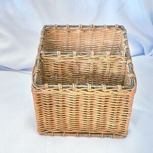 Wicker Rattan Wire Desk Organizer Document Mail File Sorter Boho Basket Decor